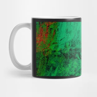 Green red abstract digital painting from a scratched stonewall H1 Mug